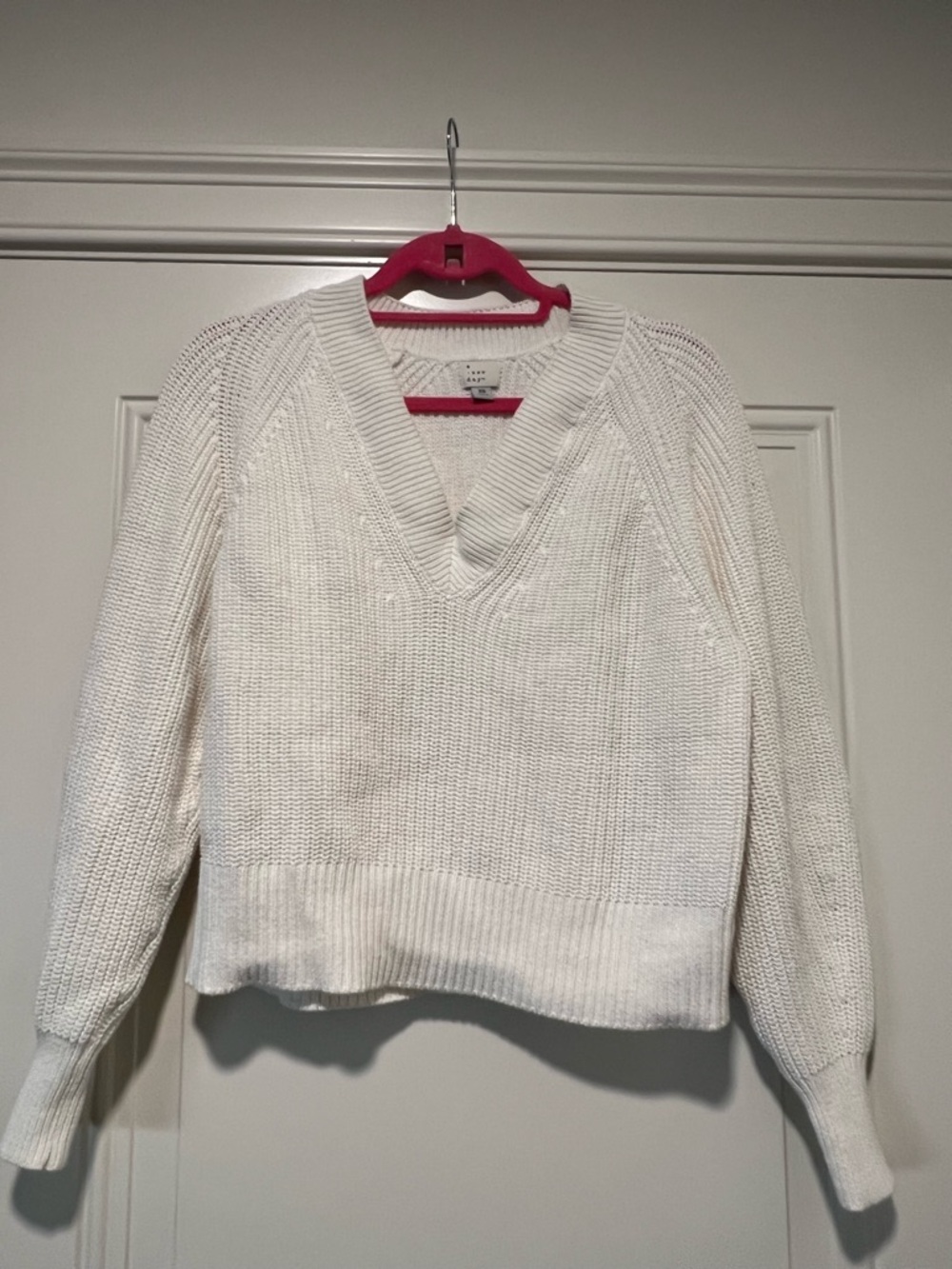 a new day White V-Neck Chunky Knit Sweater - Women's